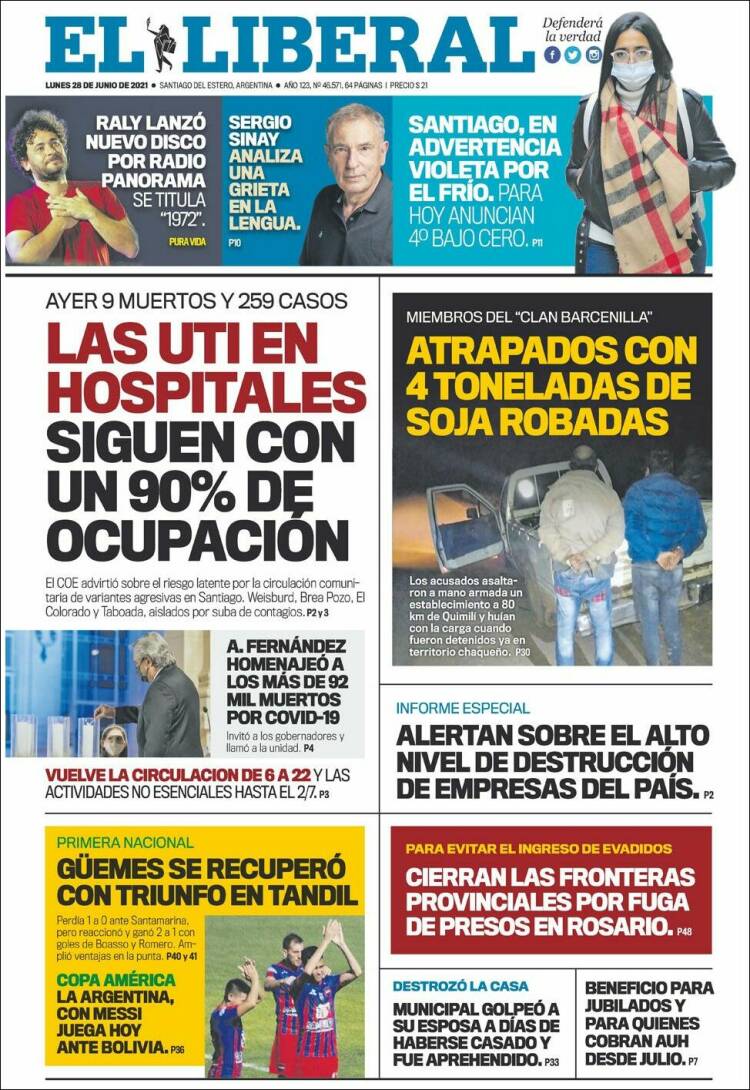 Portada de Diario El Liberal (Argentina)