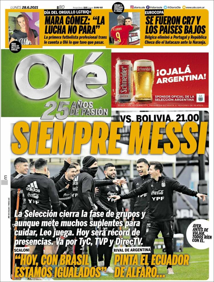 Portada de Olé (Argentina)