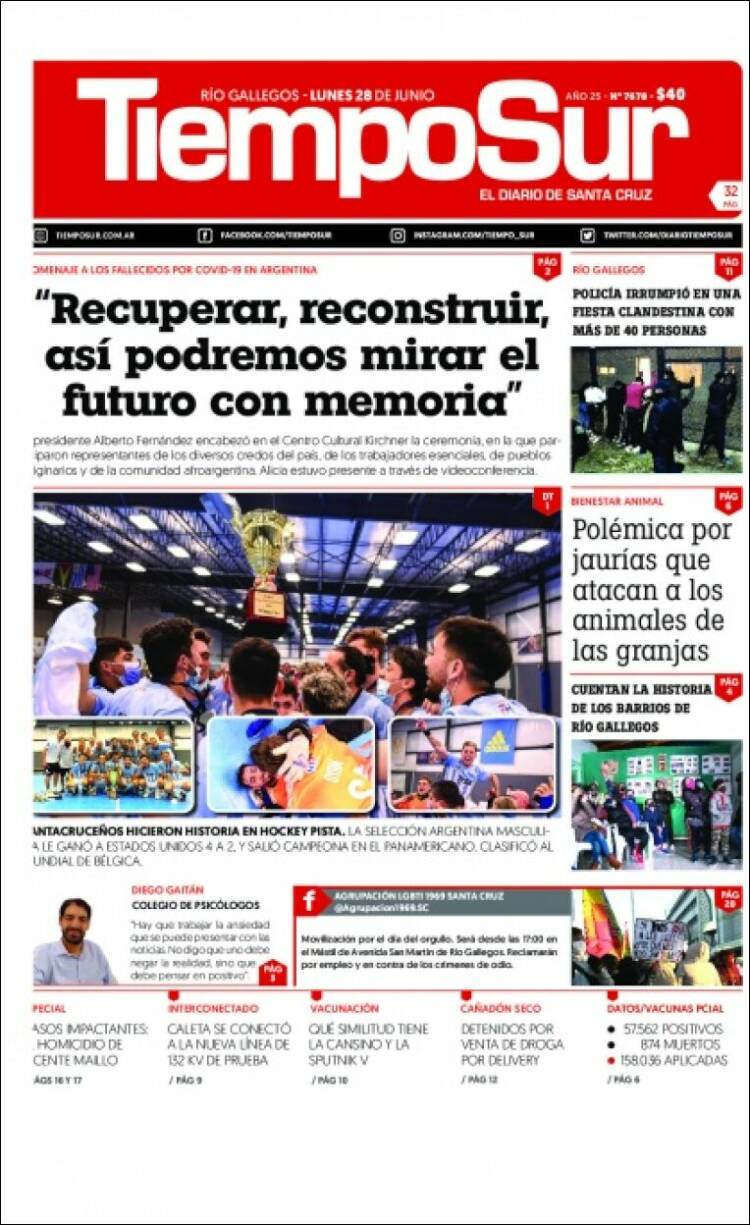 Portada de Tiempo Sur (Argentina)