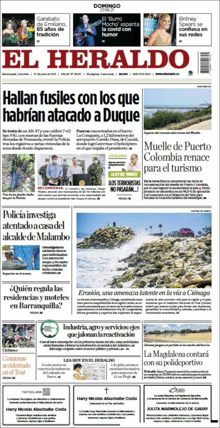 Portada de El Heraldo (Colombia)