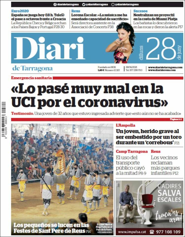 Portada de Diari de Tarragona (España)