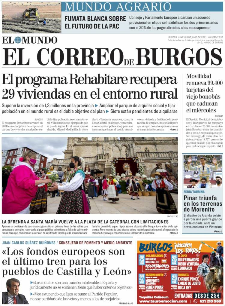 Portada de El Correo de Burgos (España)