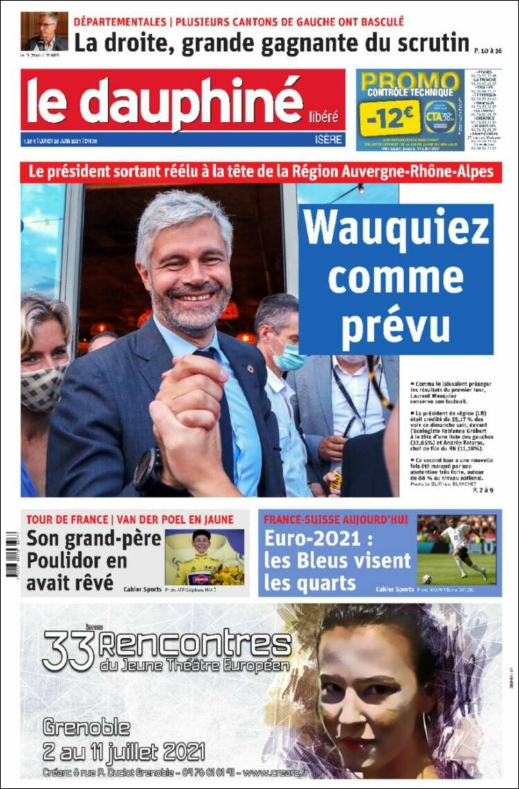 Portada de Le Dauphiné Libéré (Francia)