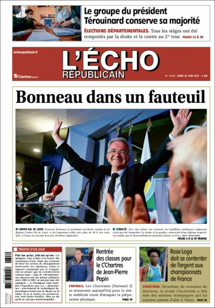 Portada de L'Echo Républicain (Francia)