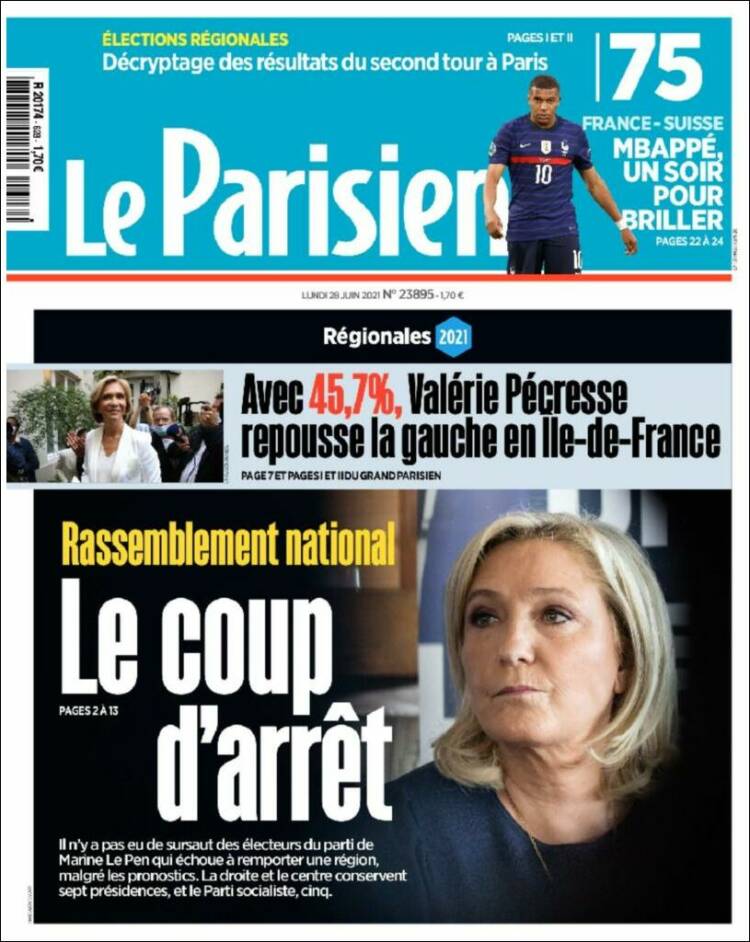 Portada de Le Parisien (Francia)