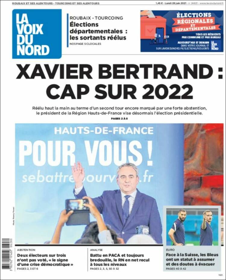 Portada de La Voix du Nord (Francia)