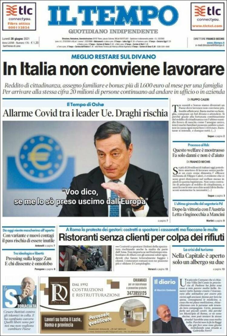 Portada de Il Tempo (Italia)