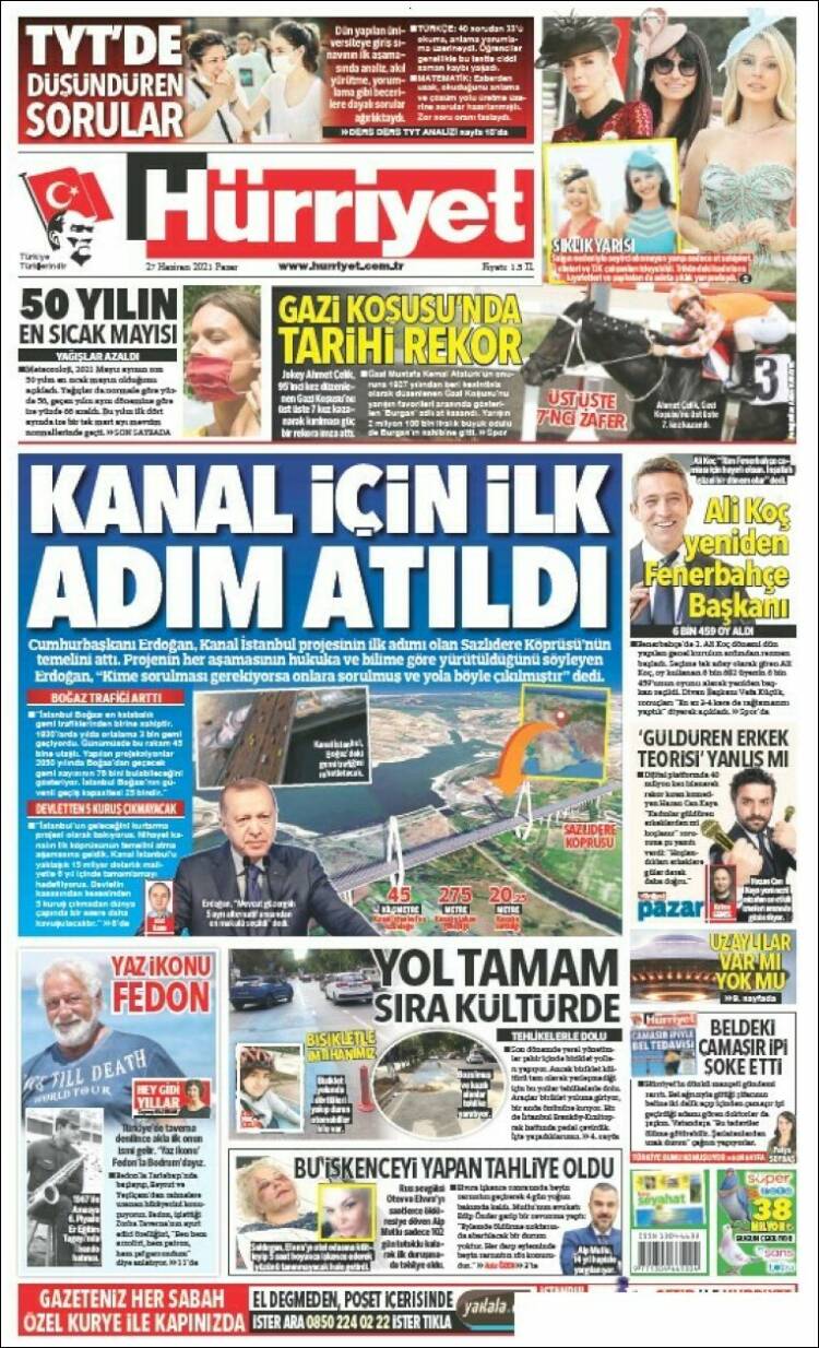 Portada de Hürriyet (Turqu&iacute;a)