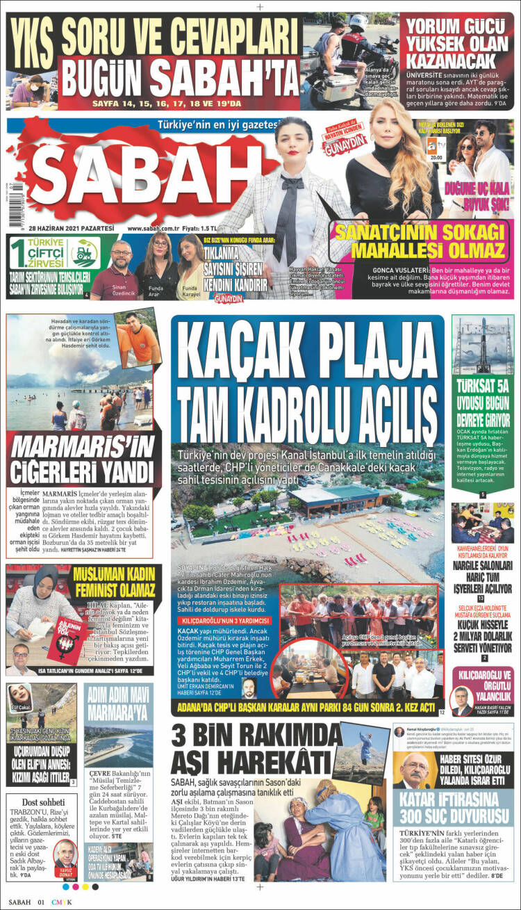 Portada de Sabah (Turqu&iacute;a)