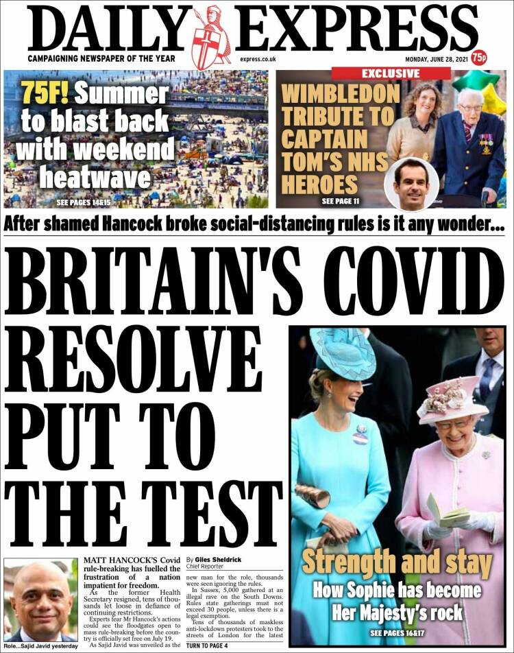 Portada de Daily Express (Reino Unido)