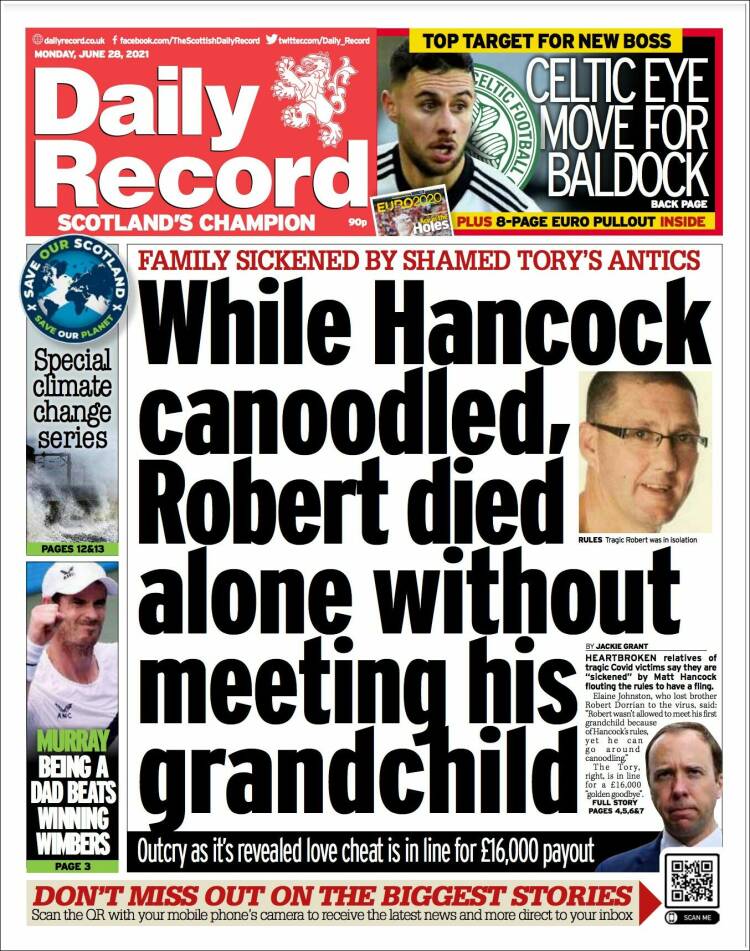 Portada de Daily Record (Reino Unido)