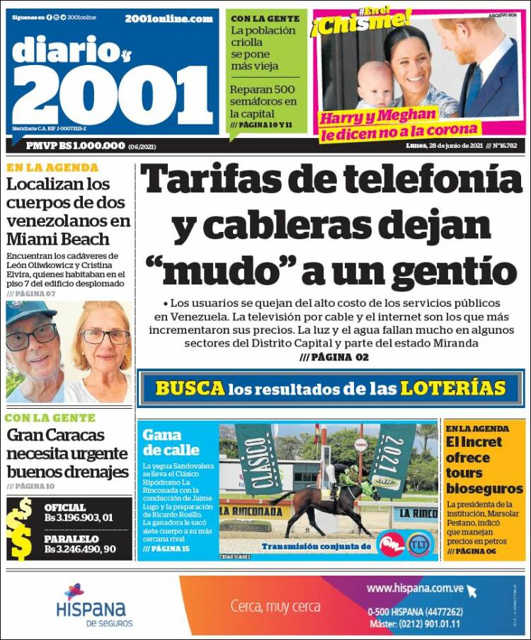 Portada de 2001 - Dosmiluno (Venezuela)