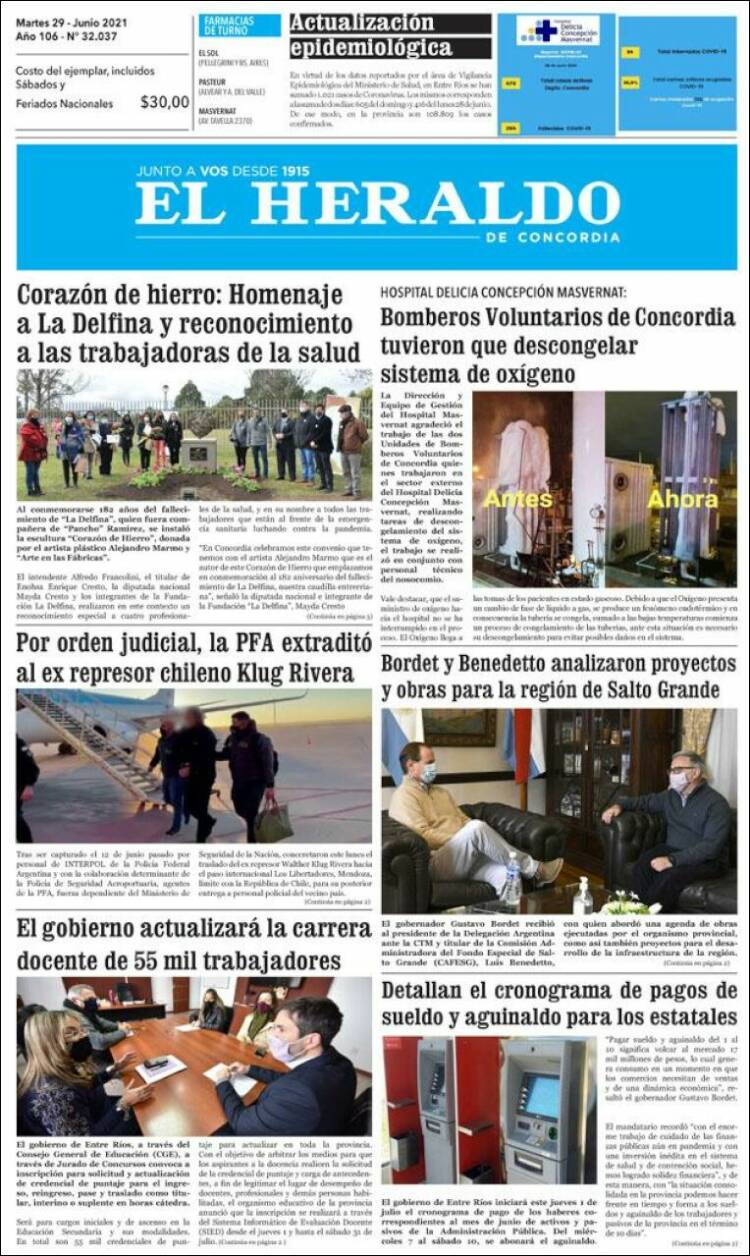 Portada de El Heraldo de Concordia (Argentina)