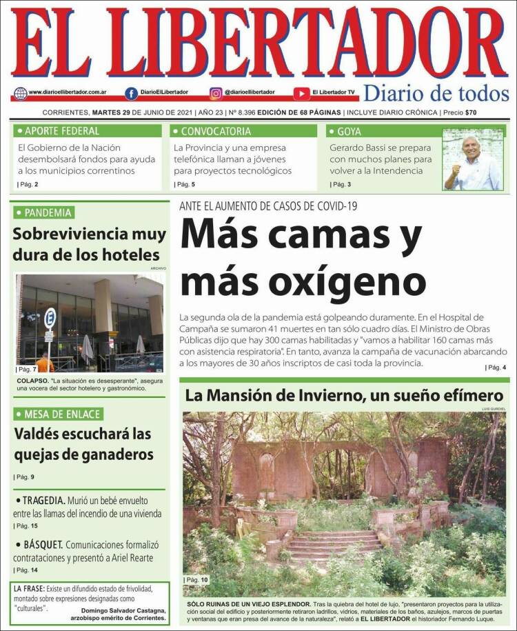 Portada de Diario El Libertador (Argentina)