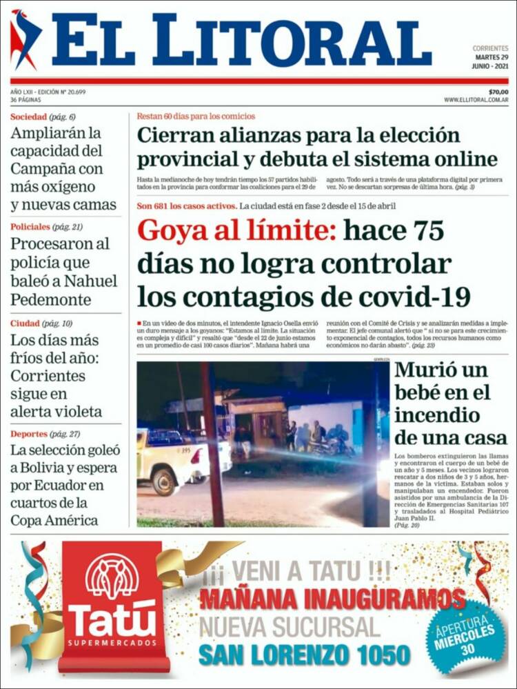 Portada de El Litoral Corrientes (Argentina)