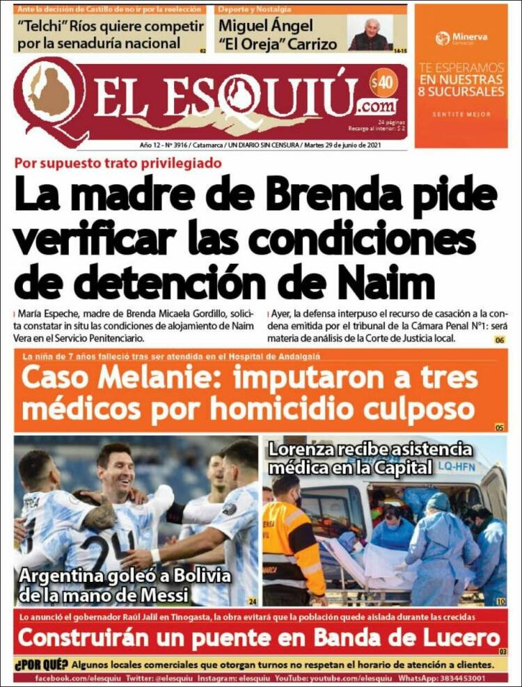 Portada de El Esquiu (Argentina)