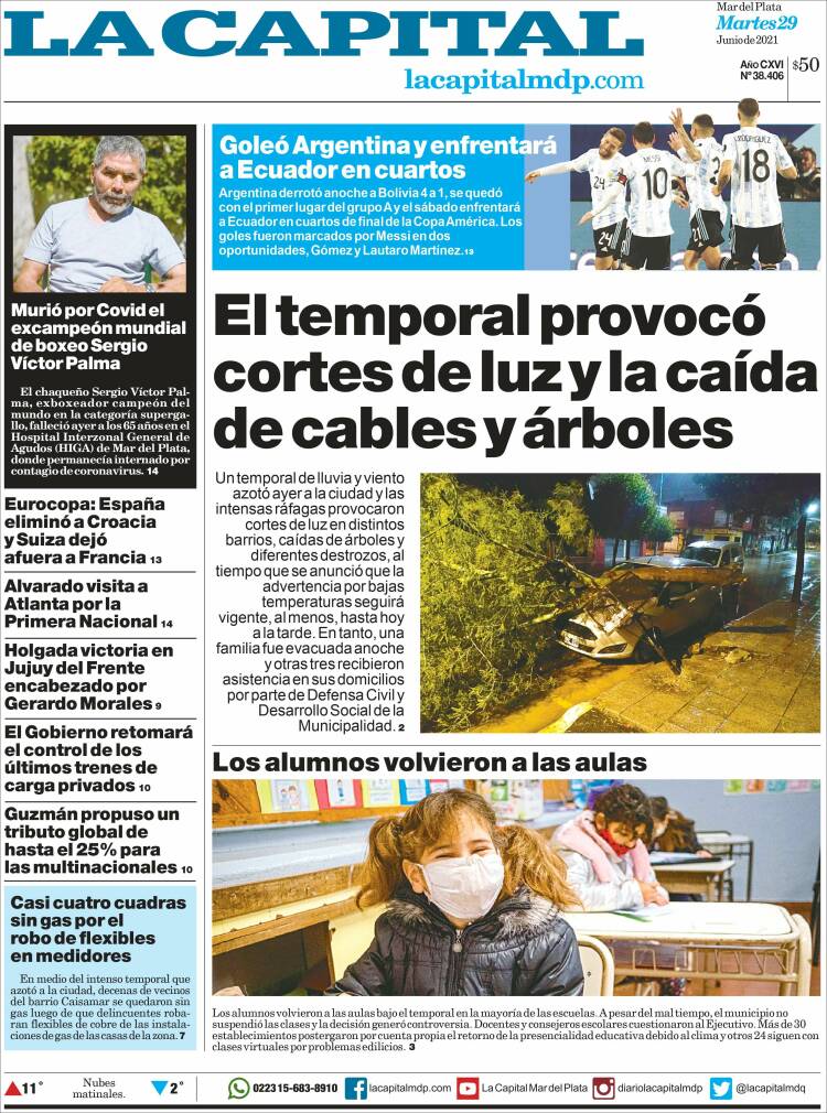 Portada de Diario La Capital - Mar del Plata (Argentina)