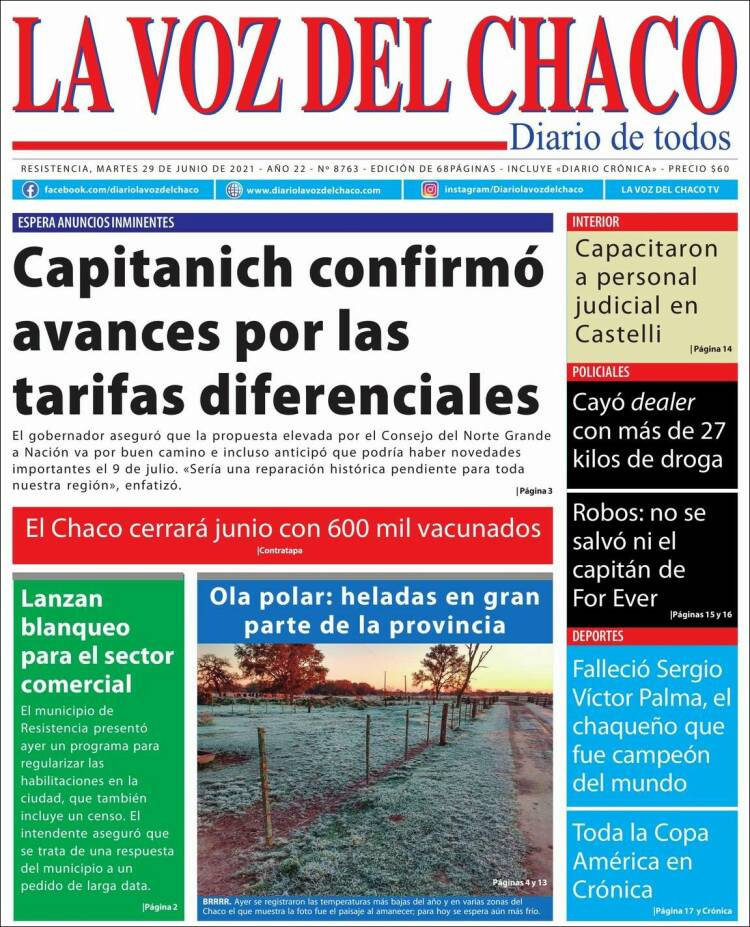 Portada de La Voz del Chaco (Argentina)