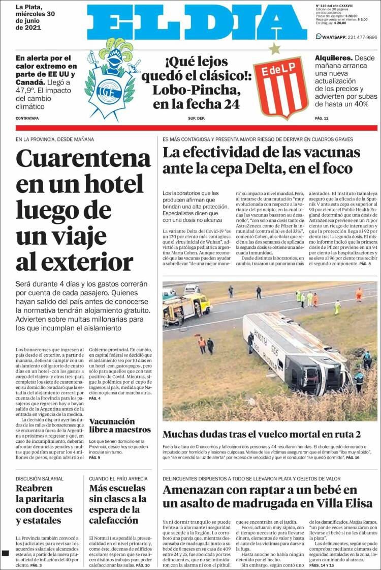Portada de El Día de la Plata (Argentina)