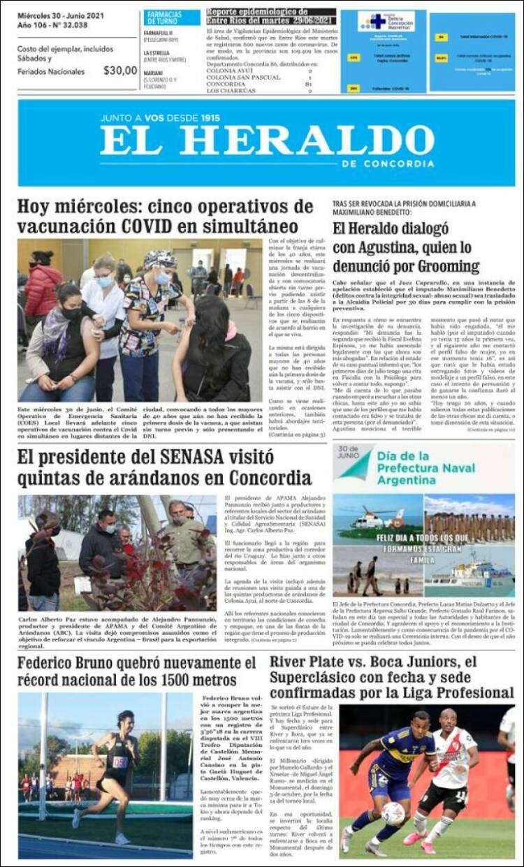 Portada de El Heraldo de Concordia (Argentina)