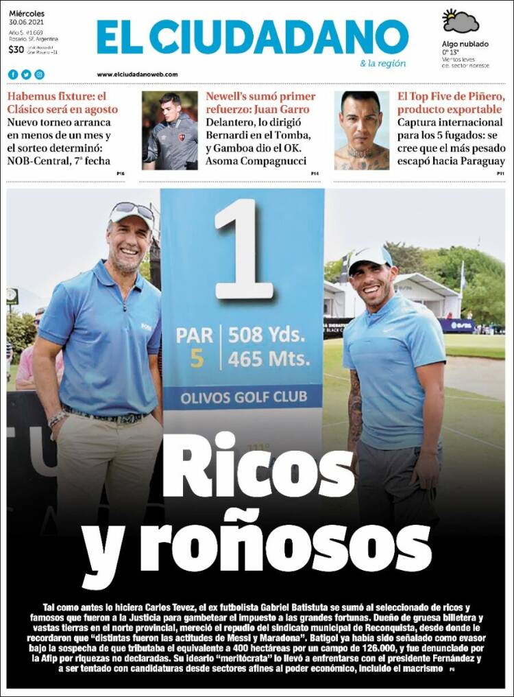 Portada de Diario El Ciudadano (Argentina)