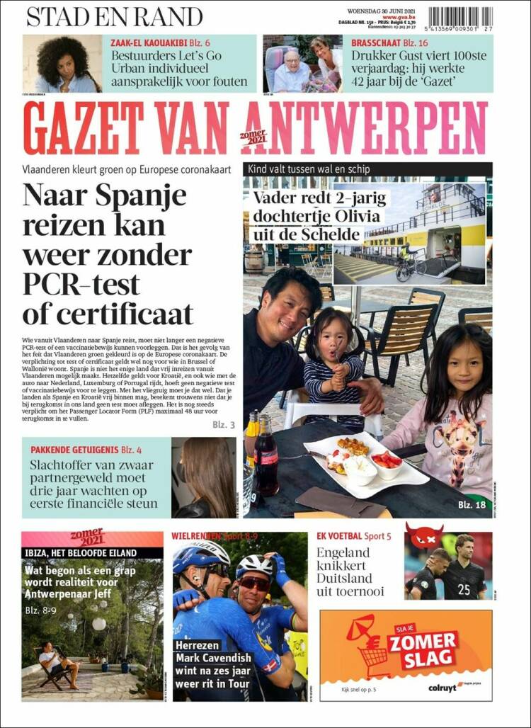 Portada de Gazet van Antwerpen (B&eacute;lgica)