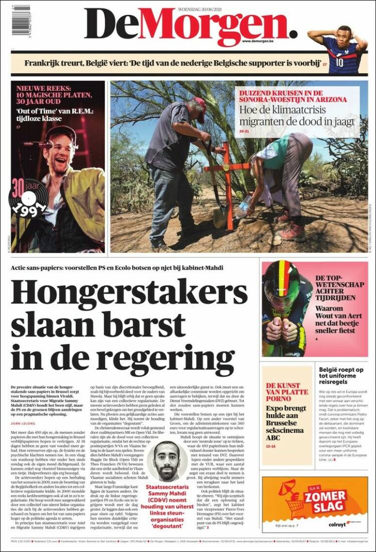Portada de De Morgen (B&eacute;lgica)