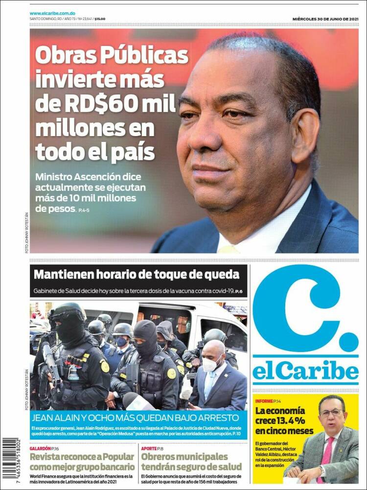 Portada de El Caribe (R. Dominicana)