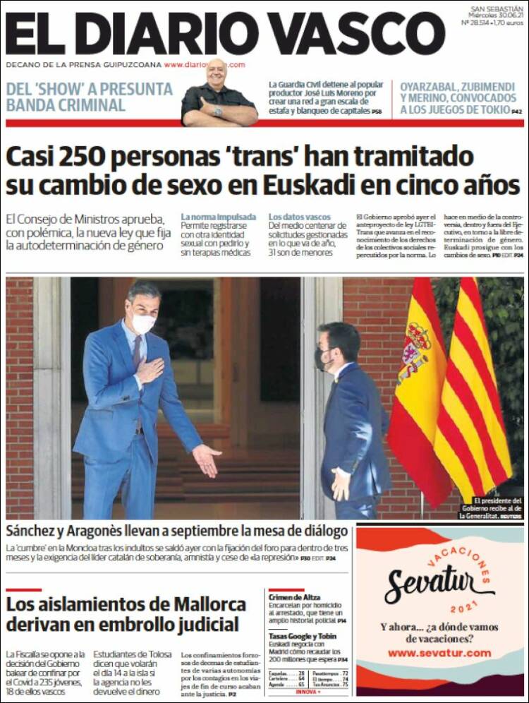 Portada de Diario Vasco (Espa&ntilde;a)