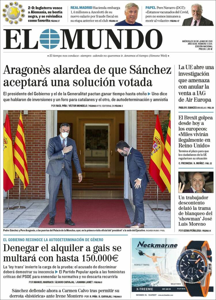 Portada de El Mundo (Espa&ntilde;a)