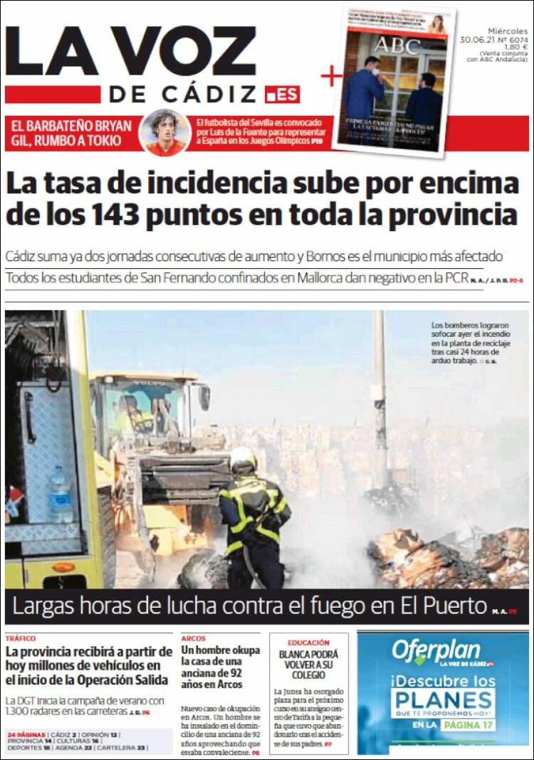 Portada de La Voz de Cádiz (Espa&ntilde;a)