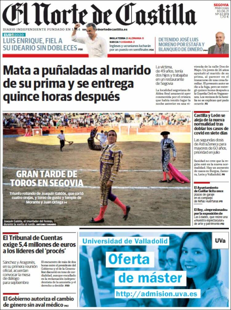 Portada de Norte de Castilla - Segovia (Espa&ntilde;a)