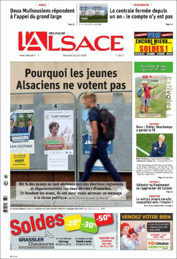 Portada de Journal L'Alsace (Francia)