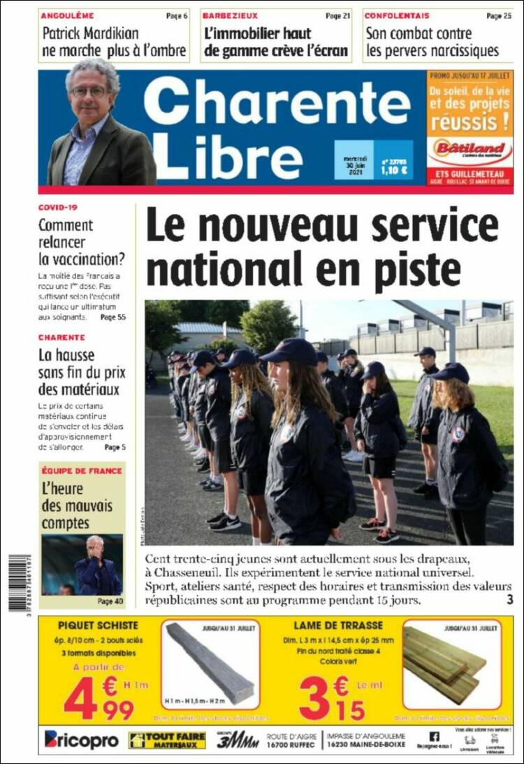 Portada de Charente Libre (Francia)
