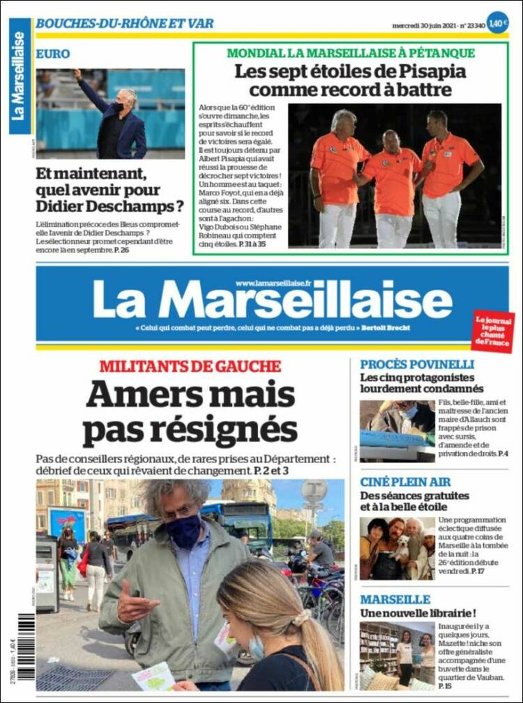 Portada de La Marseillaise (Francia)