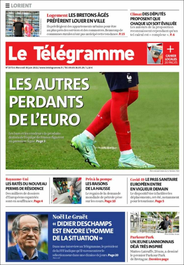 Portada de Télégramme (Francia)