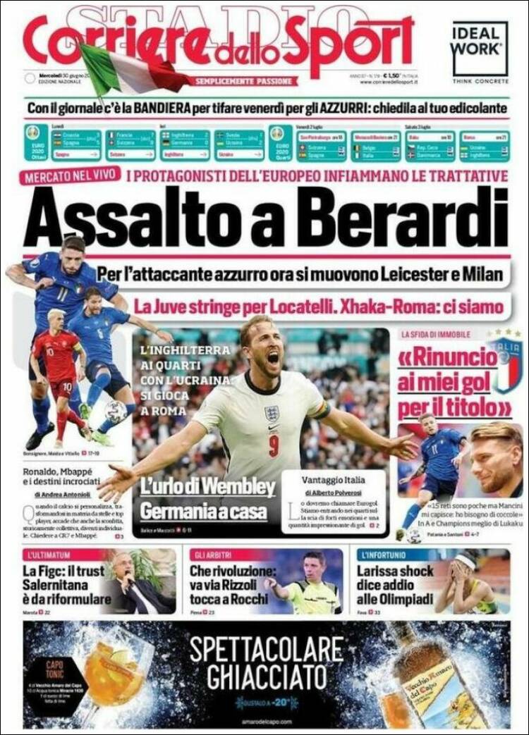 Portada de Corriere dello Sport (Italia)
