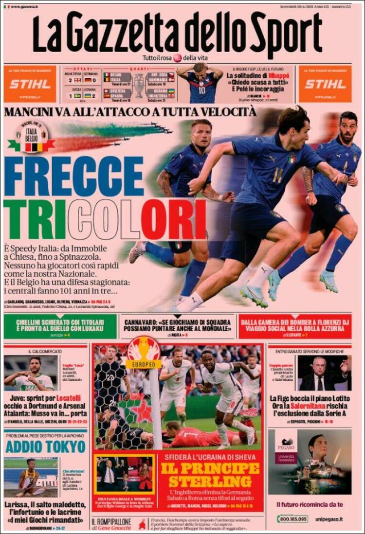 Portada de La Gazzetta dello Sport (Italia)