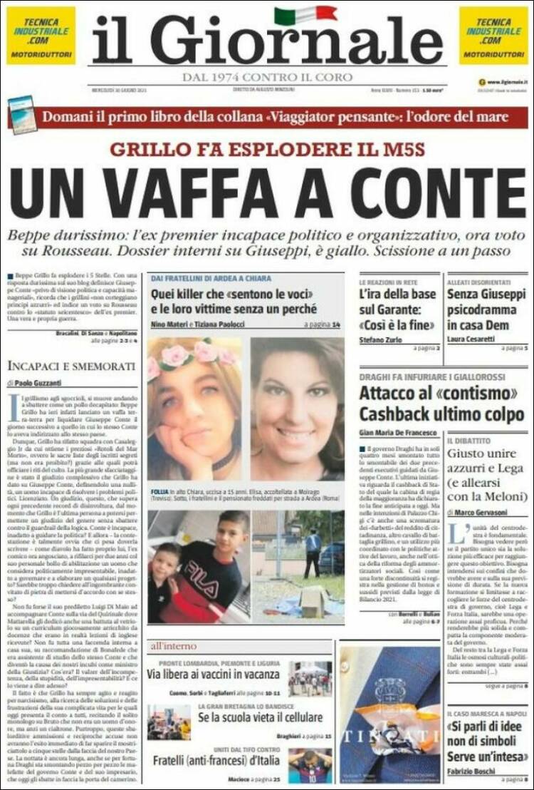 Portada de il Giornale (Italia)