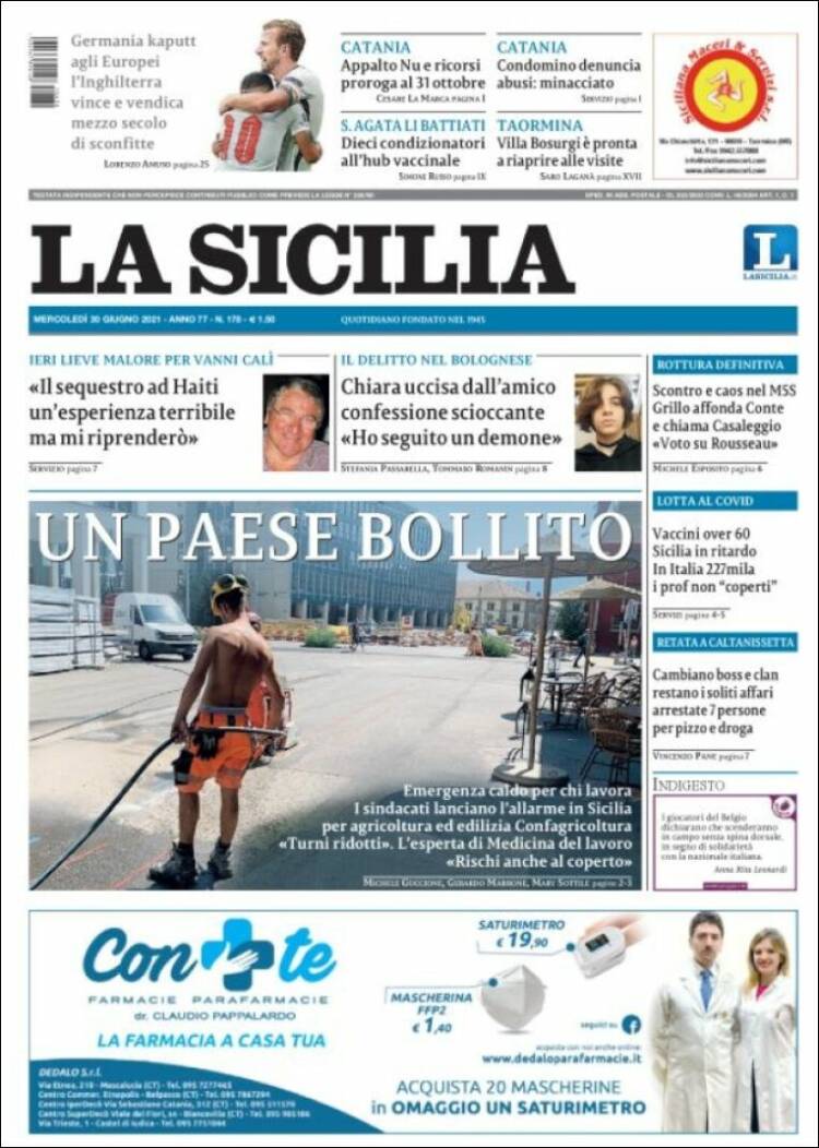 Portada de La Sicilia (Italia)
