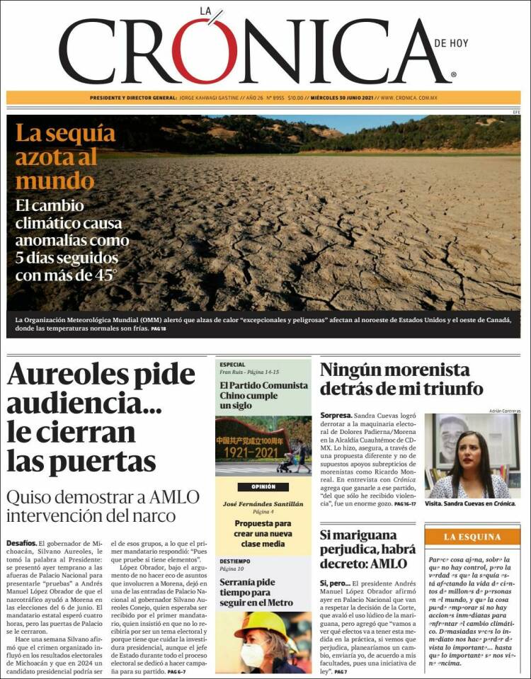 Portada de La Crónica de Hoy (M&eacute;xico)