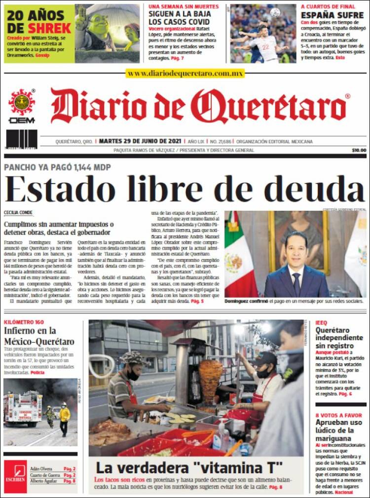 Portada de Diario de Querétaro (M&eacute;xico)