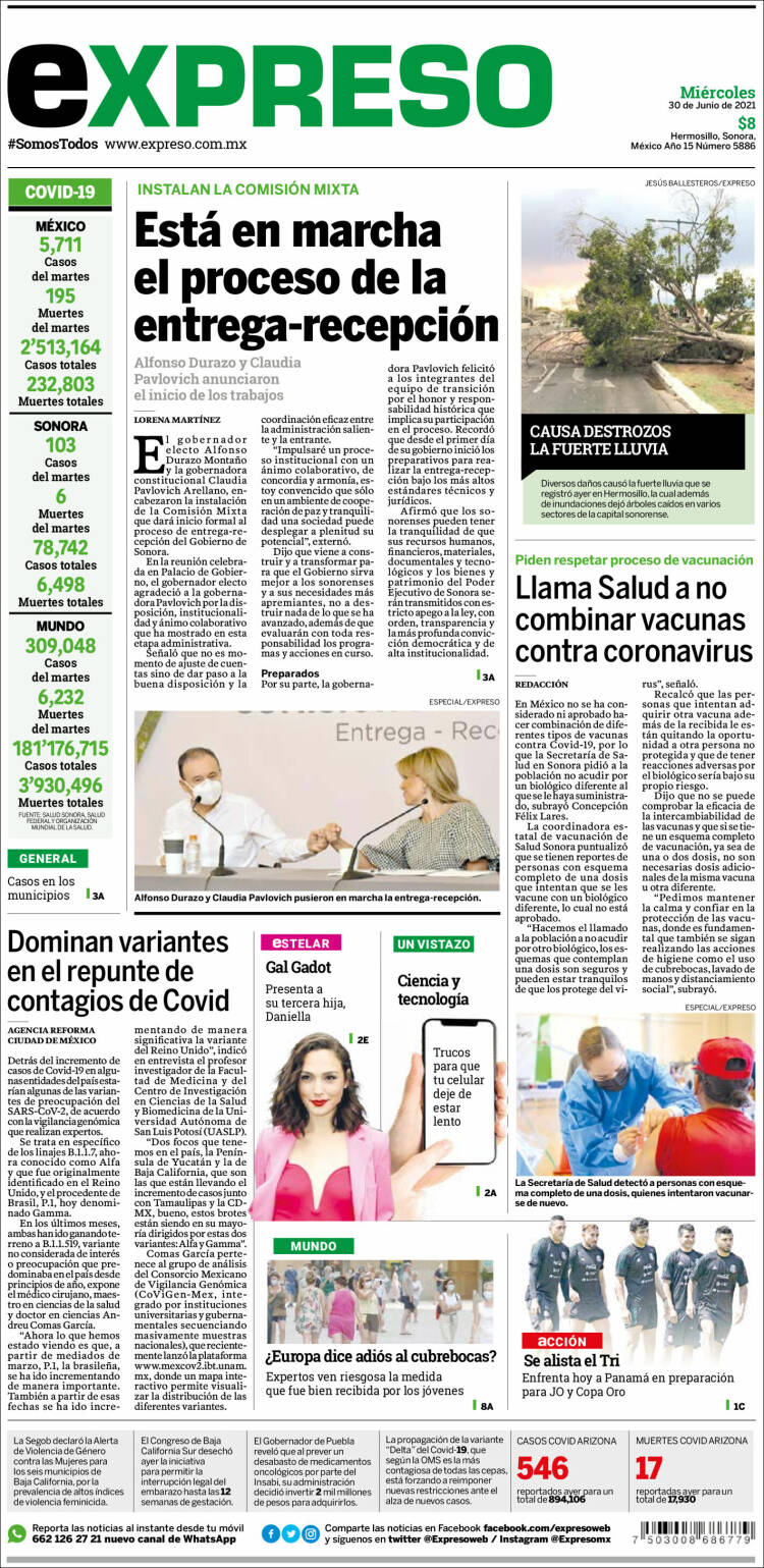 Portada de Expreso (M&eacute;xico)