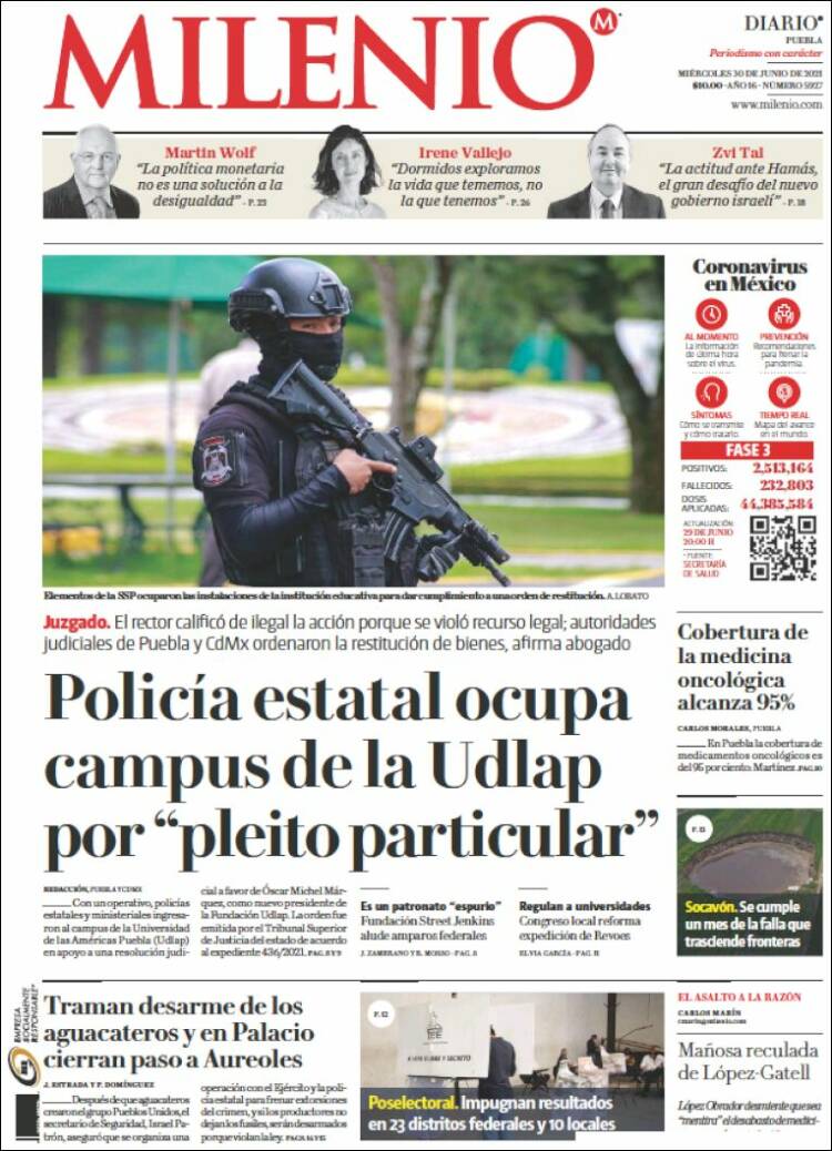 Portada de Milenio de Puebla (M&eacute;xico)