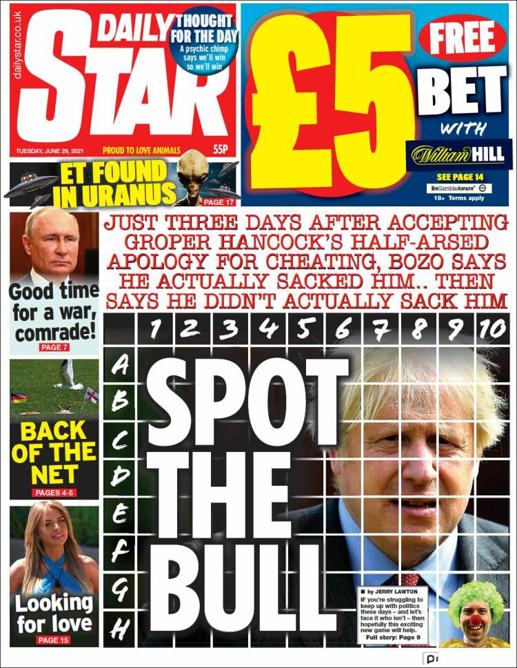 Portada de Daily Star (Reino Unido)