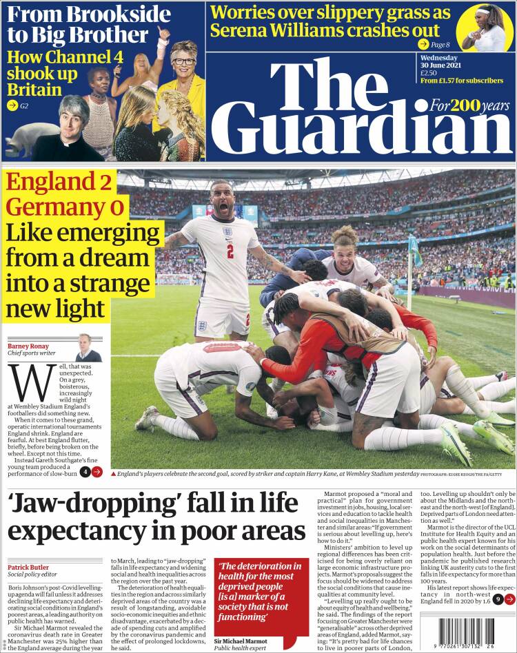 Portada de The Guardian (Reino Unido)
