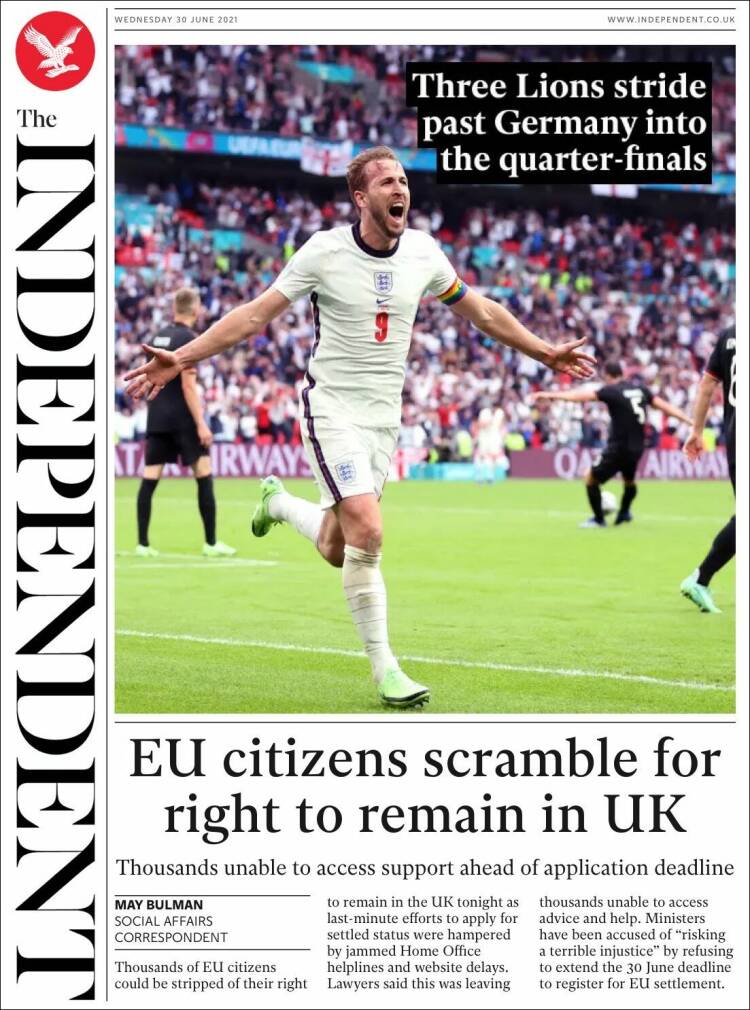 Portada de The Independent (Reino Unido)