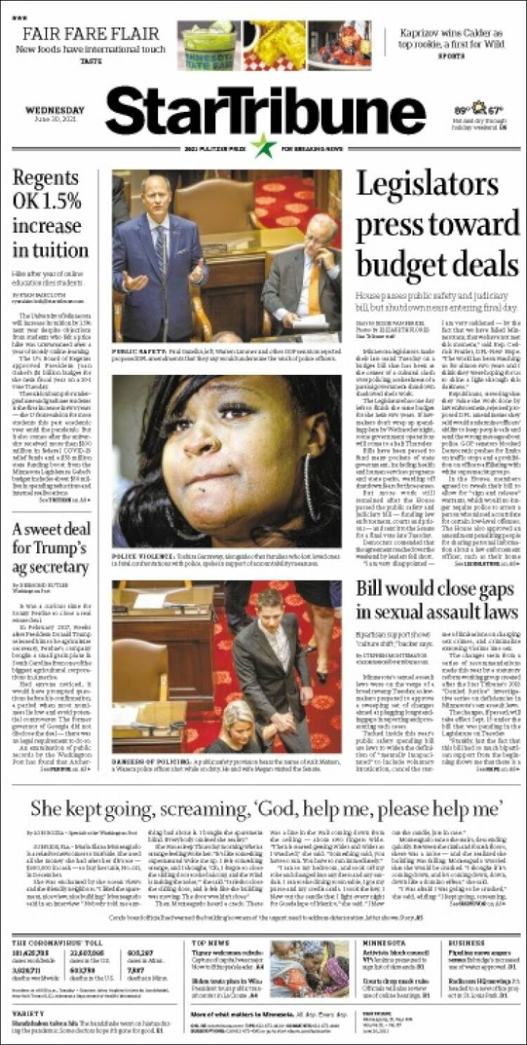 Portada de Star Tribune (USA)
