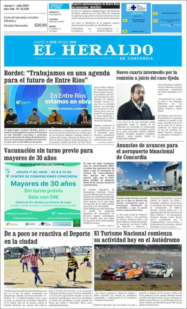 Portada de El Heraldo de Concordia (Argentina)