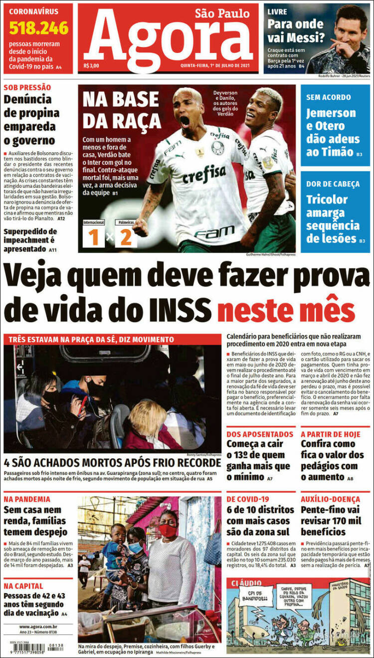 Portada de Agora São Paulo (Brasil)